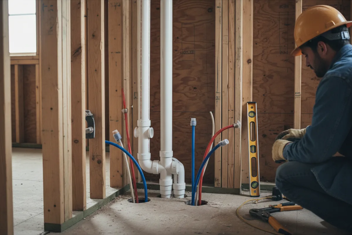 Drain and supply rough-in during Sump Pump Repair in Rembrandt