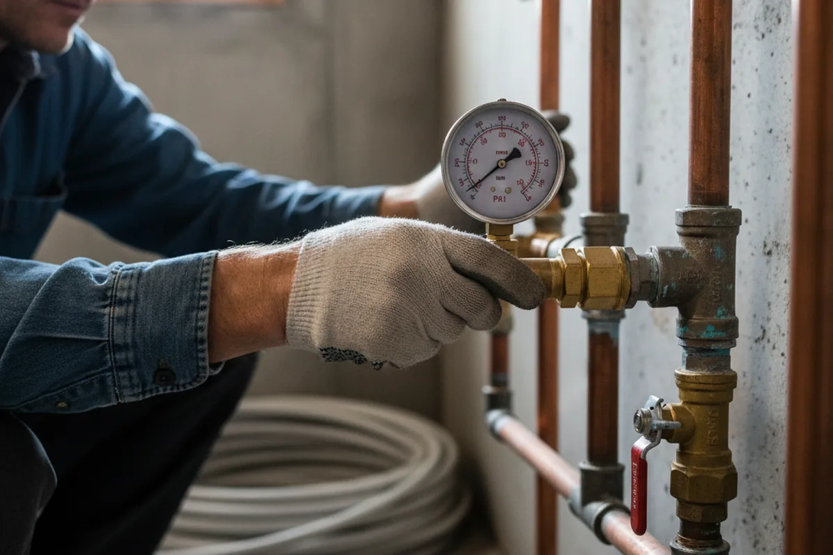 Pressure testing a repaired line during Water Line Repair in Rembrandt